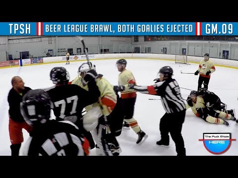 Beer League Brawl, Both Goalies Ejected | GoPro Hockey Goalie [HD] - GAME 9