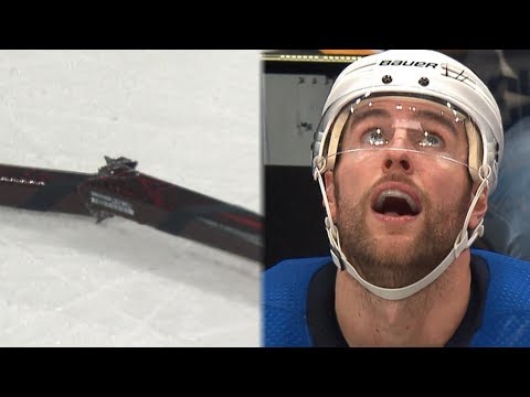 Alex Pietrangelo breaks a pair of sticks on the same shift