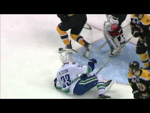 Tim Thomas drills Henrik Sedin 6/6/11 1080p HD