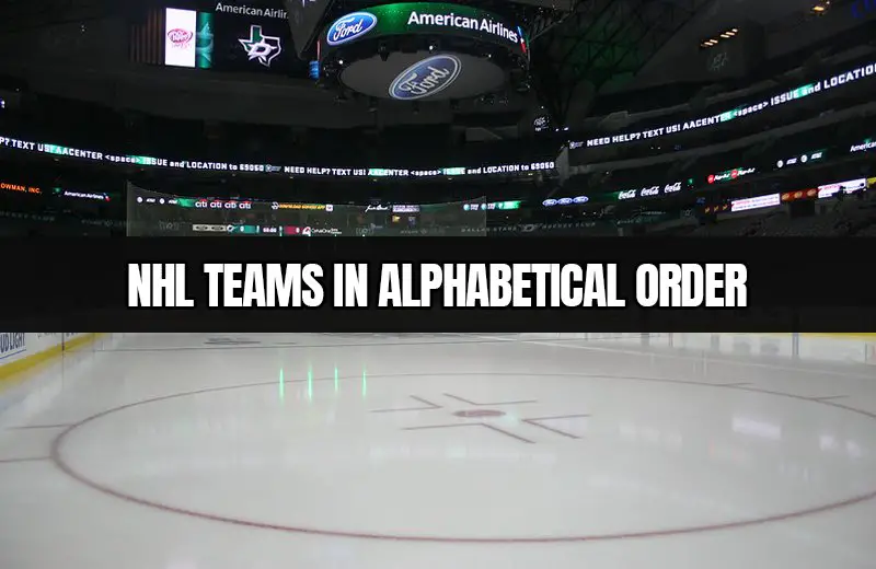 NHL teams listed in alphabetical order