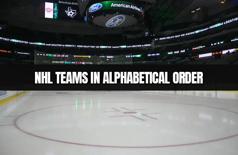 All NHL teams listed in alphabetical order (all 32) - PlayedOnIce