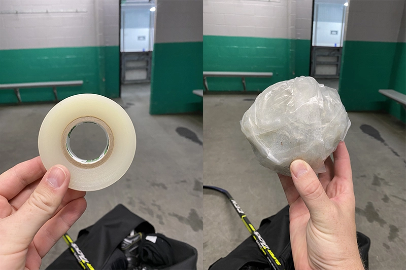 clear hockey tape ball